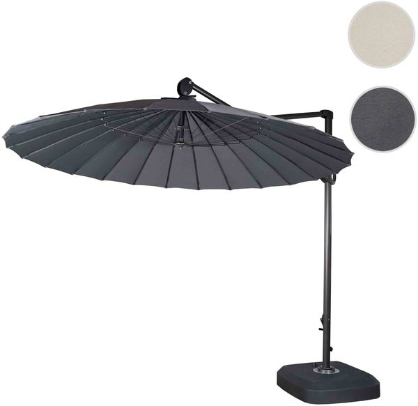 Ampelschirm HWC-A34, Sonnenschirm mit Ständer/Schutzhülle, drehbar rollbar Ø 2,8m Polyester Alu/Stahl 25kg ~ anthrazit Bild 8