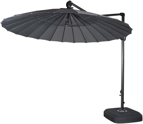 Ampelschirm HWC-A34, Sonnenschirm mit Ständer/Schutzhülle, drehbar rollbar Ø 2,8m Polyester Alu/Stahl 25kg ~ anthrazit Bild 7