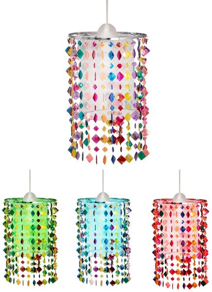 RGB LED Hängeleuchte, Kristalle bunt , App-/Sprachsteuerung