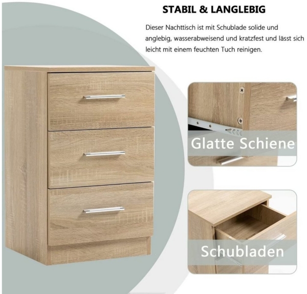 Thanaddo Nachttisch Nachttische, Nachtkommode mit Schubladen für Schlafzimmer Bild 2
