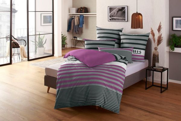 OTTO home Bettwäsche Majoran, Linon, 2 teilig, gestreifte Bettwäsche, Marke H.I.S by OTTO home