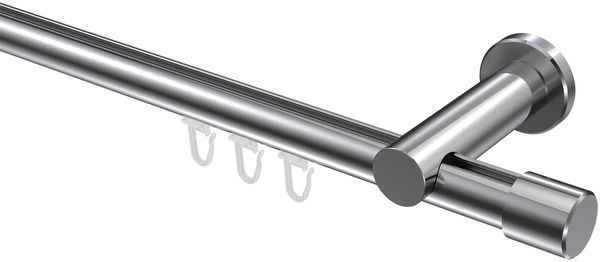 Innenlauf-Gardinenstangen-Set Platon Santo 120 cm, 1-läufig, 20 mm Ø Chrom