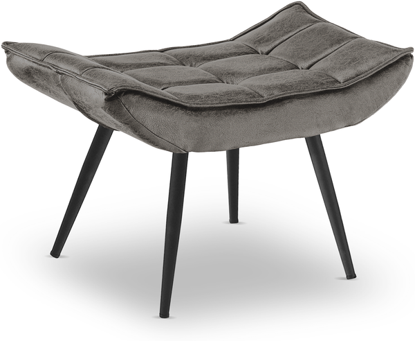 MCombo Sitzhocker Fußstütze mit Metallbeinen 4779GY-2, Eleganter Hocker Ottoman Schminktisch für Wohnzimmer Schlafzimmer, Quadratisch, Mikrofaser, Dunkelgrau