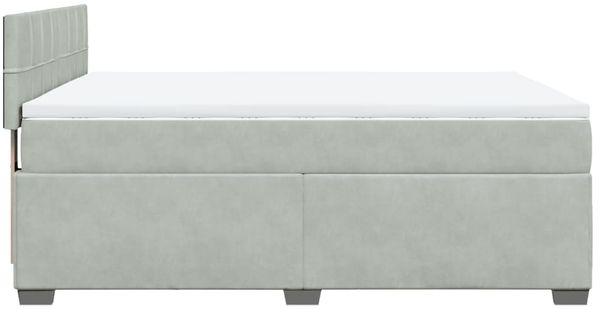 vidaXL Boxspringbett mit Matratze Hellgrau 160x200 cm Samt 3286354 Bild 9