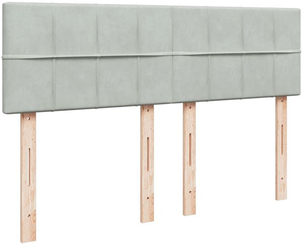 vidaXL Boxspringbett mit Matratze Hellgrau 160x200 cm Samt 3286354 Bild 8