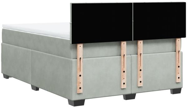 vidaXL Boxspringbett mit Matratze Hellgrau 160x200 cm Samt 3286354 Bild 10