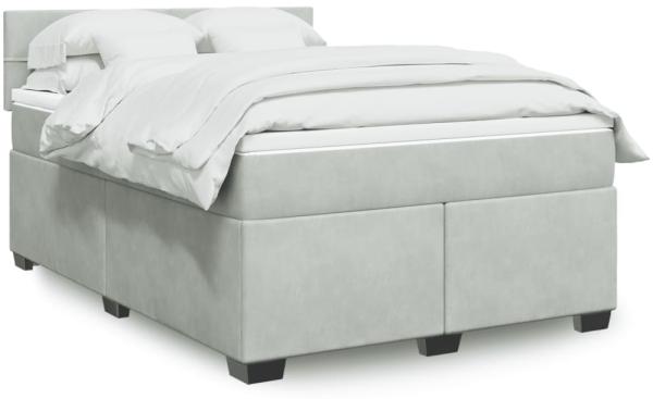 vidaXL Boxspringbett mit Matratze Hellgrau 160x200 cm Samt 3286354