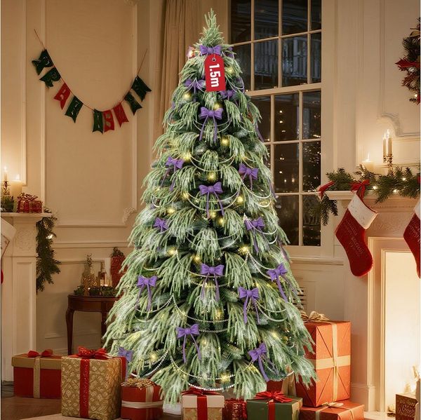 Ferghana Künstlicher Weihnachtsbaum 150/180/210/250CM mit Weiß Schnee 450/850/1115/1500PVC/PE Baum-Spitzen, Kleiner Tannenbaum,Edeltanne, 230/280/330/550 LED Beleuchtung Aufbewahrungstasche,Dekorationen