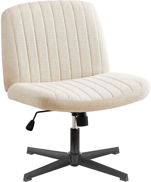 DUMOS Bürostuhl Ohne Armlehne, Teddysamt und Bequemes Netzgewebe Criss Cross Chair, mit Verbreitertem Sitzkissen Schneidersitz Stuhl, Geeignet für Büros, Schlafzimmer und Wohnzimmer