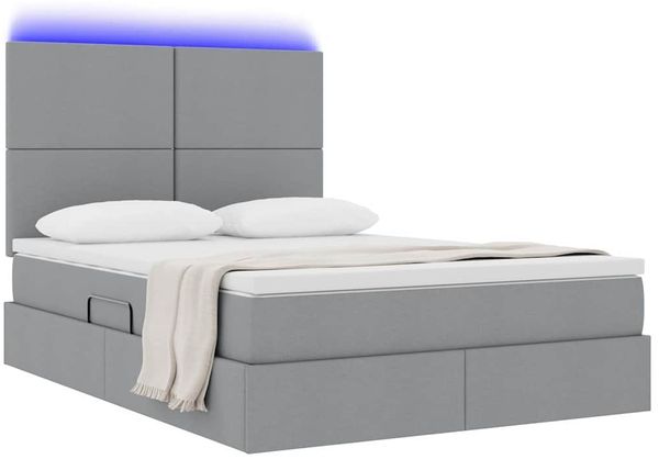 vidaXL Bett mit Stauraum und LED Hellgrau 140 x 190 cm Polyester 3372351 Bild 3