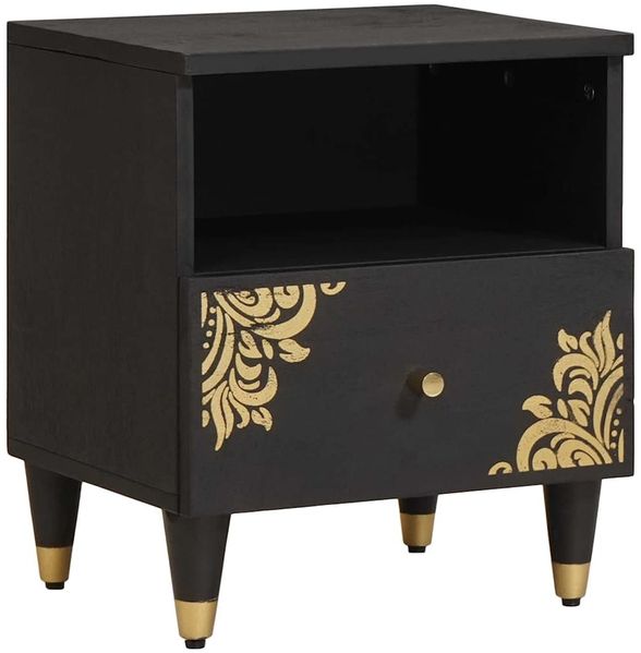 vidaXL Nachttisch Schwarz 40 x 33 x 46 cm Massivholz Mango 4018814