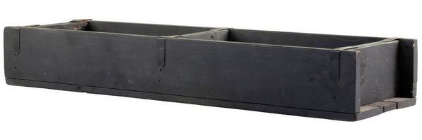 Macosa Home Dekokiste Backsteinform doppelt schwarz Deko-Holzkiste massiv 56 cm Unikat (Tischdeko Wohnaccessoire Aufbewahrungskiste), Vintage Dekokiste Küchen-Organizer Badorganizer