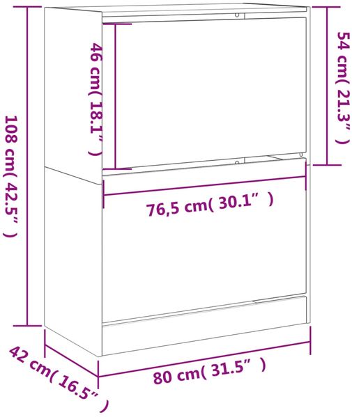 vidaXL Schuhschrank mit 2 Klappen Betongrau 80x42x108 cm 3214402 Bild 10