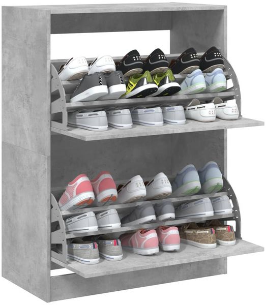 vidaXL Schuhschrank mit 2 Klappen Betongrau 80x42x108 cm 3214402 Bild 4