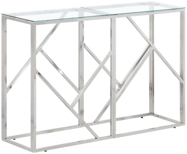 vidaXL Konsolentisch Silbern Edelstahl und Hartglas 349993