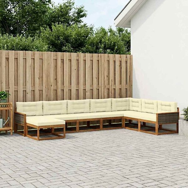 vidaXL Outdoor-Sofagarnitur mit Kissen 8 pcs Natur und Creme 3382798