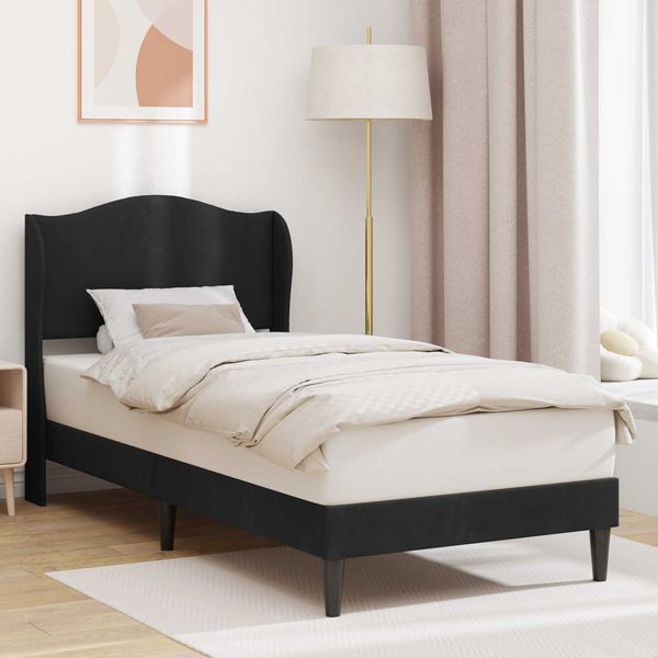 vidaXL Bettrahmen mit Kopfteil Schwarz 90 x 200 cm Samt 42027897