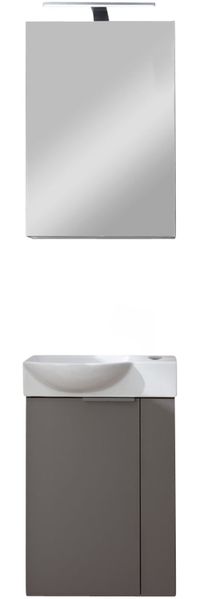 FACKELMANN SBC B.PARIS Gäste WC Waschtisch Set mit Spiegelschrank 45 cm breit, Grau, Türanschlag links
