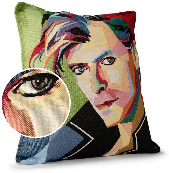 ANRO Dekokissen, Vintage ohne Füllung mit Reißverschluss David Bowie Beige