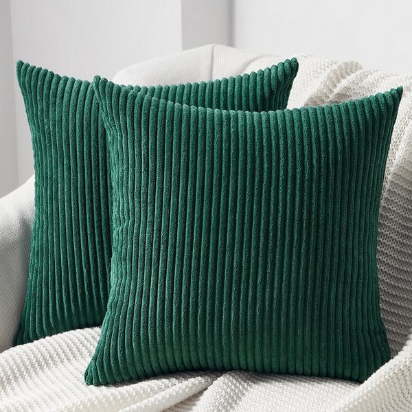 Topfinel Kissenbezug gestreiftes Muster,2er Set Kissenhülle Dekokissen Kissenbezug, Kordsamt 50x50 Sofakissen Couchkissen Zierkissenbezug Dekokissen