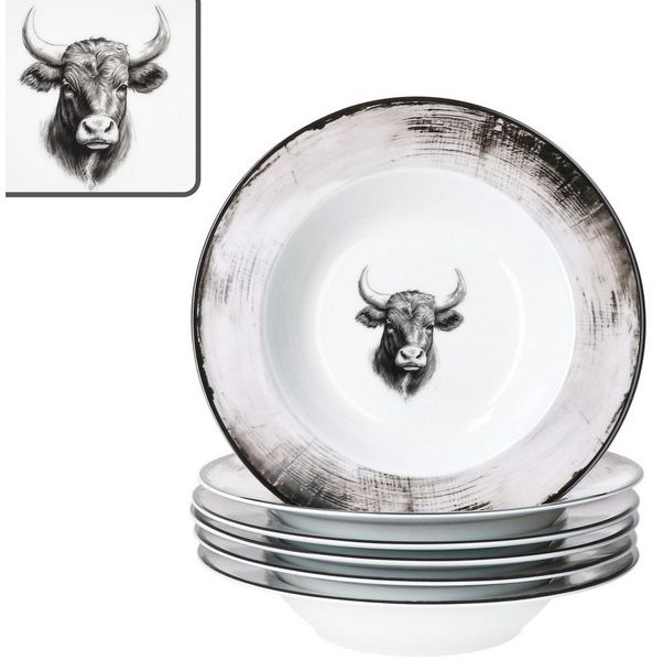 MamboCat Suppenteller 6x Toro Suppenteller 200ml Porzellan 6 Pers tiefe Teller Kuh Landhaus