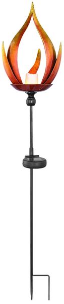 LED Solarlampe, Metall, schwarz, Feuereffekt, H 93cm