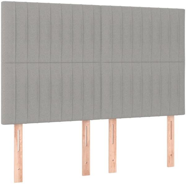 vidaXL Boxspringbett mit Matratze & LED Hellgrau 140x190 cm Stoff 3135589 Bild 6