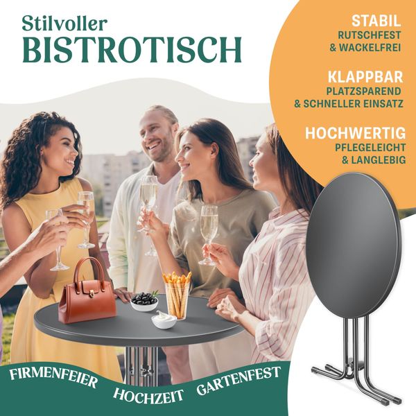 KESSER® Gastro Stehtisch klappbar - Gastronomie Bistrotisch rund - Wetterbeständiger Klapptisch Gartentisch - Runder Partytisch - Hitzebeständig - Stabil und sicher Anthrazit, Ø 60 cm, 1er Set Bild 2