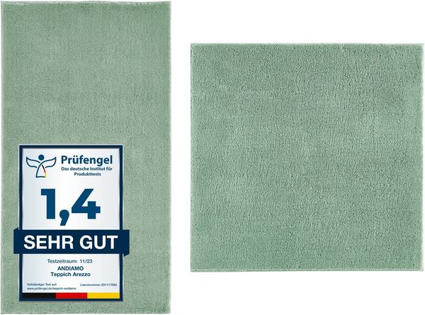 Andiamo Badematte Arezzo, Höhe 16 mm, rutschhemmend beschichtet, fußbodenheizungsgeeignet, schnell trocknend, Polyester, quadratisch, 2er-Set quadratisch 80x80 cm / rechteckig 60x100 cm, Uni Farben, auch in rund und als 2er Set erhältlich