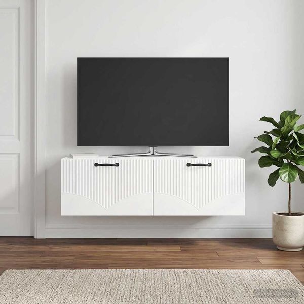 vidaXL Wandmontierter TV-Schrank Hochglanz Weiß 98 x 31 x 30 cm 899069
