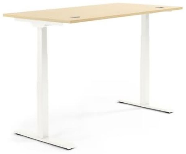 Soennecken Schreibtisch 1800x605-1255x800mm Platte Ahorn Gestell weiß