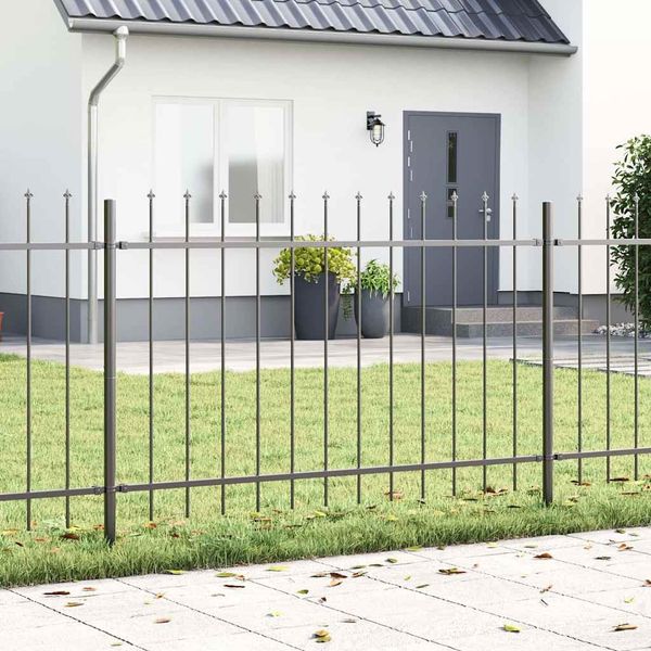 vidaXL Gartenzaun 8 pcs Grau 13,6 x 1 m Pulverbeschichteter Stahl 3334150