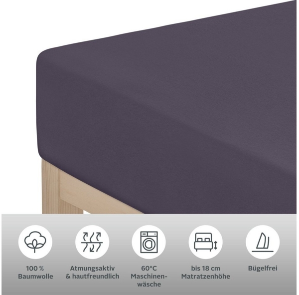 my home Spannbettlaken PHYSALIS, Jersey, Gummizug: rundum, (1 Stück), 100% Baumwolle, Matratzen bis 18 cm Höhe, Bettlaken, Spannbetttuch Bild 2