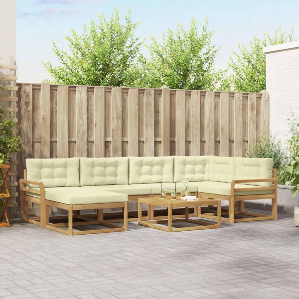 vidaXL Outdoor-Sofagarnitur 7 pcs Weiß und Creme 3386724