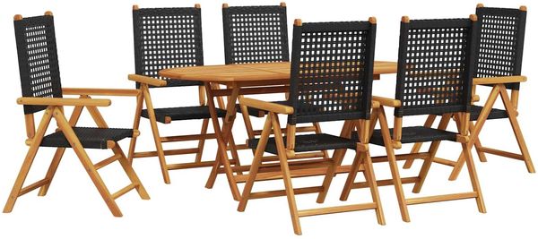 vidaXL Garten Essgruppe 7 pcs Schwarz Massivholz Akazie 3375731