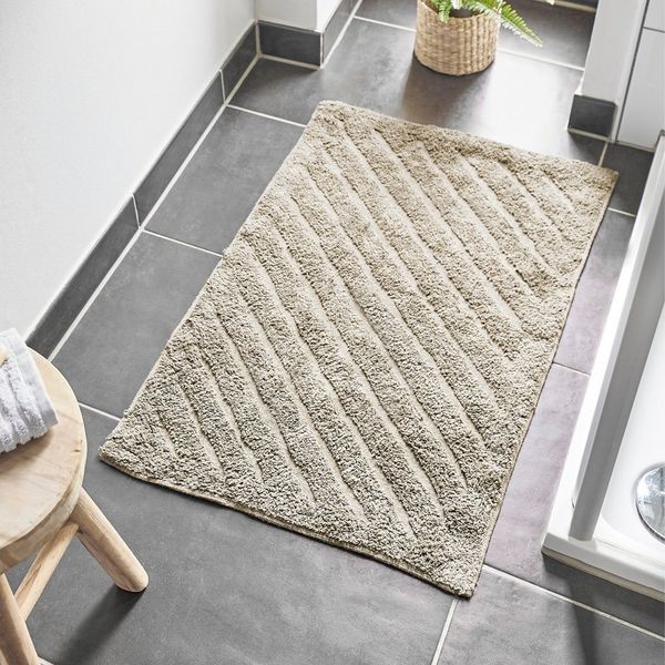 Andiamo Badematte Havanna, 50x80 cm, Badvorleger, Badezimmer Teppich, Höhe 7,5 mm, schnell trocknend, fußbodenheizungsgeeignet, Baumwolle, Polyester, rechteckig, Badematte, Badteppich, Uni Farben, Hoch-Tief Effekt, verschiedene Designs