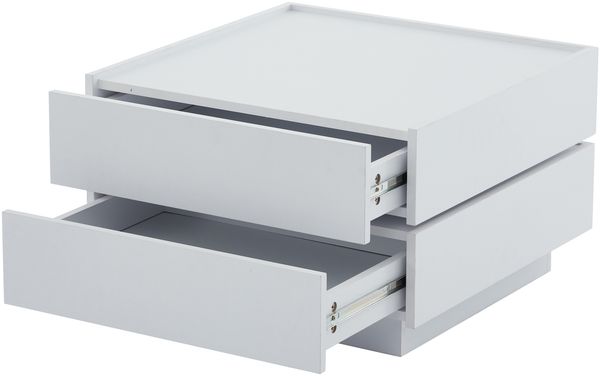Couchtisch 60x60x38 cm – 360° drehbar mit 2 Ablagen in reinweiß Bild 9