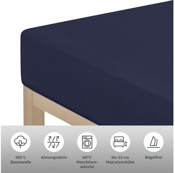 andas Spannbettlaken Greta in Gr. 90x200, 140x200 oder 180x200 cm, Jersey, Gummizug: rundum, (1 Stück), aus Baumwolle, für Matratzen bis 23 cm Höhe, Bettlaken, Spannbetttuch