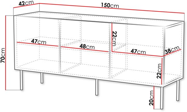Mirjan24 'Aropo' Sideboard, Laminatplatte Nuss Warmia, 70 x 42 x 150 cm Bild 5