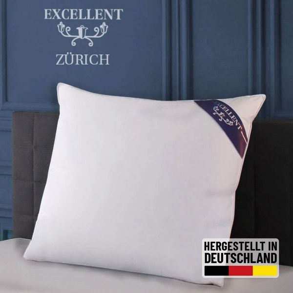Excellent 3-Kammer-Kopfkissen Zürich, Kopfkissen in 40x80 und 80x80 und weitere Größen, Füllung: weiße neue Daunen und Federn, Klasse I, 90% Daunen / 10% Federn (Außen), weiße neue Federn, Klasse I, 100% Federn (Innen), Bezug: feiner Daunen-Batist, 100...