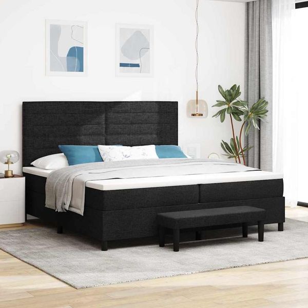 vidaXL Boxspringbett mit Matratze Schwarz 200 x 200 cm Stoff 3344018