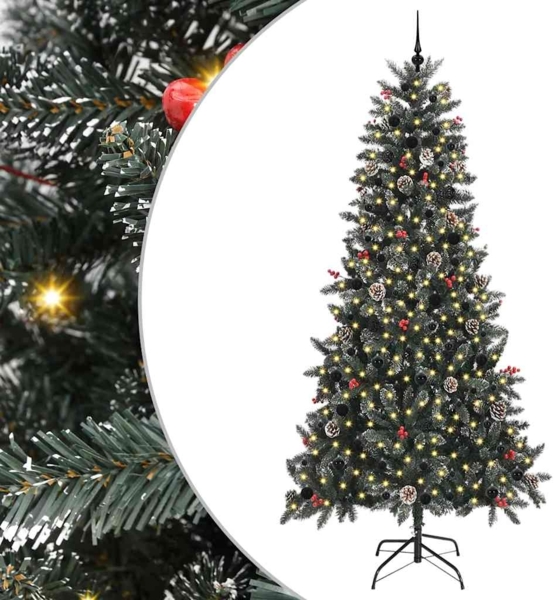 vidaXL Künstlicher Weihnachtsbaum Grün 240 cm PVC, Plastik und Stahl 3395905
