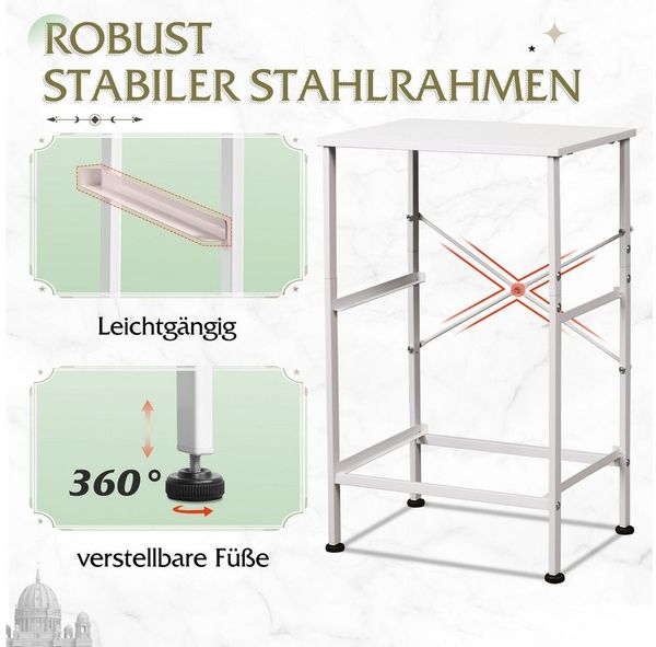 WLIVE Kommode Nachttisch mit 2 Stoffschubladen, 40×30×63 cm, Braun/Schwarz/Weiß (1 St), Beistelltisch mit Metallrahmen & Holzplatte, verstellbare Füße Bild 4