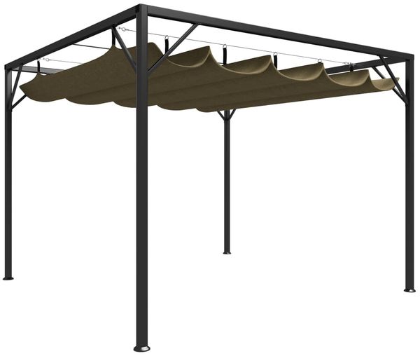 Gartenpavillon, Pavillon mit Ausziehbarem Dach 3x3 m Taupe 180 g/m²