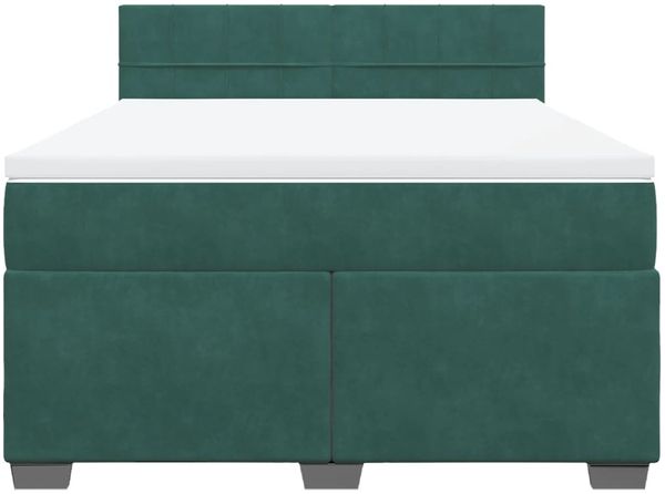 vidaXL Boxspringbett mit Matratze Dunkelgrün 160x200 cm Samt 3286357 Bild 4