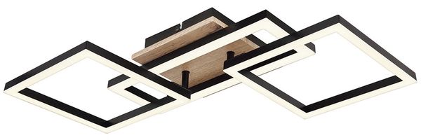 LED Deckenleuchte, verstellbar, Holzoptik, schwarz, L 70 cm