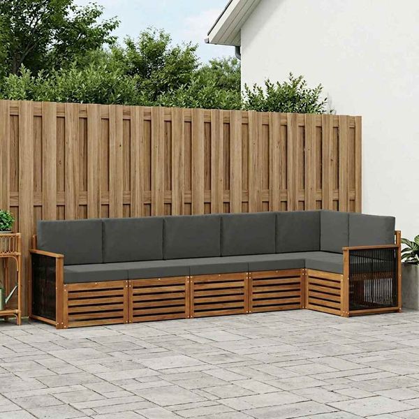 vidaXL Ecksofa Set mit Kissen 5 pcs Natur und Anthrazit 3384413