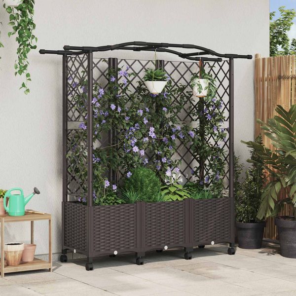 vidaXL Hochbeet mit Rankgitter und Dach Braun 163 x 40 x 144 cm PP 3423108