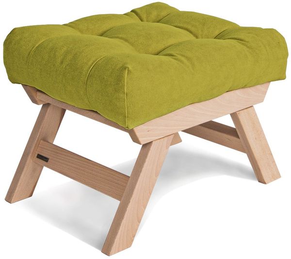 Marior HOME 'ALLEGRO' Pouffe, Buchenholz, Natürlich, Grün