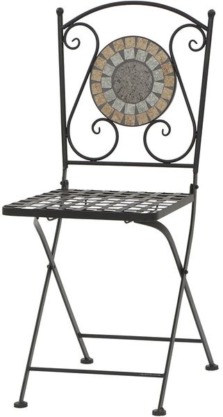 SIENA GARDEN Klappstuhl Prato 37x36x90 cm schwarz klappbar Keramik in Mosaikoptik